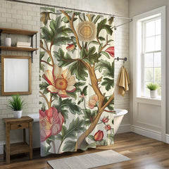 Vintage Floral William Morris Printed Shower Curtain, Floral Bathroom Decor, William Morris Inspired Bathroom Display, Floral Shower Curtain