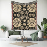 Floral Woven Blanket, Vintage Boho Throw, Decorative Tapestry Wall Hanging, Cozy Sofa Blanket, Botanical Home Decor Accent