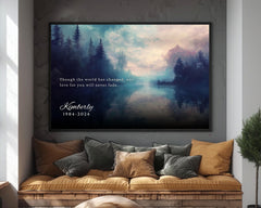 Memorial Canvas Art, Custom Ethereal Landscape Art Wall Decor, Bereavement Wall Art, Black Framed Memorial Gift, Tribute Poster
