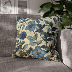 William Morris Inspired Throw Pillow Covers, Square Pillows for Farmhouse, Vintage Floral Cushion Cover, Blue Pillows, Floral Pillow Cases