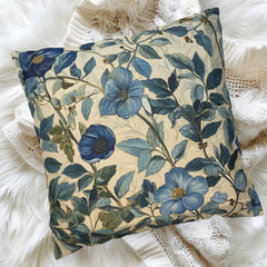 William Morris Inspired Throw Pillow Covers, Square Pillows for Farmhouse, Vintage Floral Cushion Cover, Blue Pillows, Floral Pillow Cases