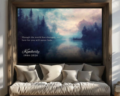 Memorial Canvas Art, Custom Ethereal Landscape Art Wall Decor, Bereavement Wall Art, Black Framed Memorial Gift, Tribute Poster