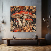 William Morris Inspired Mushrooms Canvas Vintage Mushroom Cottagecore Canvas Wall Art Botanical Mushroom Illustration Housewarming Present
