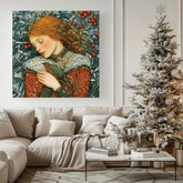 Woman William Morris Inspired Art, Vintage Christmas Wall Art, Ready to Hang Christmas Decor, Christmas Gift William Morris Christmas Art