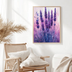 Lavender Dream Framed Canvas, Purple Wildflower Wall Art, Soft Botanical Decor, Romantic Nature Artwork, Elegant Home Accent