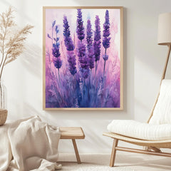 Lavender Dream Framed Canvas, Purple Wildflower Wall Art, Soft Botanical Decor, Romantic Nature Artwork, Elegant Home Accent