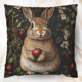 Floral Bunny Throw Pillow, Floral Rabbit Accent Pillow, William Morris Bunny Pillow, Vintage Botanical Throw Pillow for Living Room