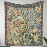 Morris Inspired Throw Blanket, Spring Flowers Blanket, William Morris Inspired Woven Blanket, Vintage Blanket, Floral Picnic Blanket