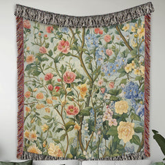 Morris Inspired Throw Blanket, Spring Flowers Blanket, William Morris Inspired Woven Blanket, Vintage Blanket, Floral Picnic Blanket