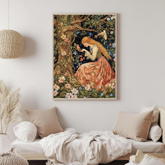 Springtime William Morris Style Wooden Framed Canvas Art, Vintage Floral Botanical Print, Nature Inspired Home Gallery, Boho Wall Décor