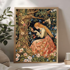 Springtime William Morris Style Wooden Framed Canvas Art, Vintage Floral Botanical Print, Nature Inspired Home Gallery, Boho Wall Décor