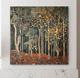 William Morris Inspired Rustic Autumn Decor, Autumn Forest Canvas Wall Art, Vintage Botanical Art, Elegant Seasonal Canvas Print