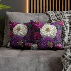 Zinnia Floral Pillow, Purple and White Flower Cushion, Botanical Throw Pillow Cover, Cottagecore Garden Decor, Vintage Bloom Accent