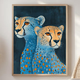 Blue and Orange Cheetah Canvas, Framed Jungle Wall Art, Colorful Safari Poster, Bold Animal Decor, Modern Safari Wall Decor, Eclectic Art