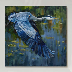 Great Blue Heron Painting Blue Heron Art William Morris Style Vintage Coastal Home Decor Blue Heron Wall Art Large Bird Picture Wild Birds