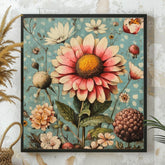 Antique Floral Wall Decor, Vintage Botanical Horizontal Canvas Art, Rustic Nature-Inspired Artwork, Cottagecore Botanical Print