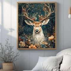 Mystical Deer in the Forest Canvas Wall Art, Framed Wooden Canvas Animal Print, Rustic Woodland Home Decor, Nature Inspired Home Gallery