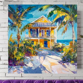 Beach House Wall Canvas, Above Bed Decor, Beach Canvas Wall Art, Botanical Wall Art, Beachy Wall Art Print, Aesthetic Wall Art Decor