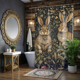 William Morris Inspired Rabbit Design Shower Curtain, Bathroom Dorm Decor, Artistic Bunny Curtain Print