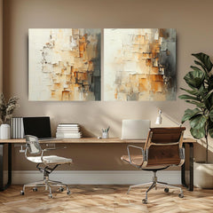 Neutral Textured Wall Art, Set of 2 Abstract Canvas Prints, Modern Neutral Artwork Set, Minimalist Textured Look Wall Art Decor