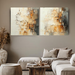 Neutral Textured Wall Art, Set of 2 Abstract Canvas Prints, Modern Neutral Artwork Set, Minimalist Textured Look Wall Art Decor