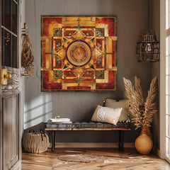 Yantra Illustration Canvas Wall Art, Mystical Mandala Home Decor, Sacred Yantra Art, Spiritual Energy Canvas, Best For Sacred Spaces