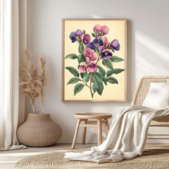 Vintage Botanical Wall Art, Antique Floral Poster Print, Framed Garden-Inspired Decor, Classic Nature Wall Decor for Home, Flowers Poster