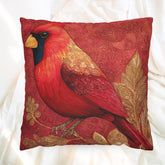 Red Cardinal Pillow, Batik Style Bird Cushion, Autumn Bird Throw Pillow, Nature-Inspired Decor, Rustic Woodland Accen