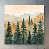 Evergreen Forest Art Canvas, Boho Wall Art, Pine Trees Wall Art, Living Room Decor, Forest Wall Art, Housewarming Gift, Woodland Wall Art