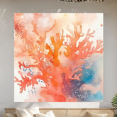 Abstract Orange Coral Reef Wall Art Canvas, Black Framed Wall Art, Large Wall Art, Coastal Wall Art, Beachy Wall Art, Coral Canvas