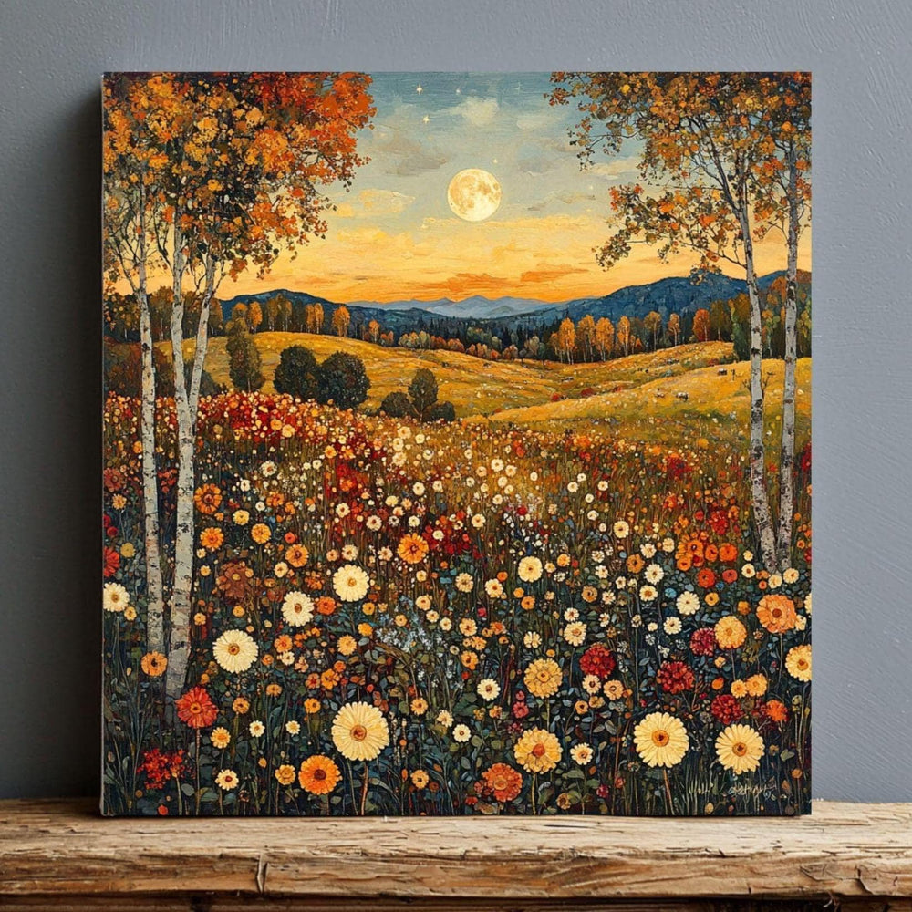 Autumn Field Canvas Art, William Morris Art Decor, Vintage-Inspired Wall Decor, Botanical Forest Scene, Arts & Crafts Movement Style