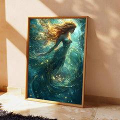Underwater Mermaid Wall Art, Elegant Fantasy Canvas, Mystical Ocean Scene Decor, Magical Home Accent, Gift for Mermaid and Ocean Lovers