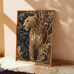 Leopard in Jungle Wall Art, Vintage Botanical Canvas, Tropical Safari Animal Decor, Elegant Home Accent, Gift for Wildlife Lovers