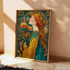 Art Nouveau Goddess Wall Art, William Morris Style Canvas, Vintage Floral Portrait Decor, Elegant Home Accent, Gift for Home Decor Lovers