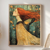 Enchanted Fairy Woman Framed Canvas, Whimsical Butterfly Wings Art, Mystical Fantasy Wall Decor, Ethereal Nature Print, Boho Woodland Accent