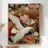 Renaissance Woman Canvas, Eagle Wall Art, Vintage Classic Decor, Antique Nature-Inspired Poster, Framed Canvas, Vintage Portrait Canvas