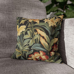 Tropical Floral Throw Pillow, William Morris Botanical Cushion Cover, Dark Garden Pillow, Vintage Inspired Home Decor, Bold Jungle Accent