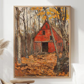 Autumn Farmhouse Canvas Wall Art, William Morris Print, Framed Canvas Botanical Decor, Vintage Rustic Accent, Cozy Nature-Inspired Home