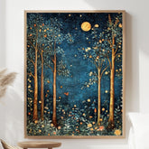 Autumn Forest Wall Art, William Morris Canvas Print, Framed Canvas Botanical Decor, Cozy Rustic Accent, Nature-Inspired Country Home Design