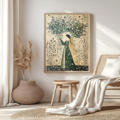 Autumn Goddess Wall Art, William Morris Canvas Print, Framed Canvas Botanical Decor, Rustic Interior Accent, Nature-Inspired Woodland Style