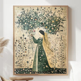 Autumn Goddess Wall Art, William Morris Canvas Print, Framed Canvas Botanical Decor, Rustic Interior Accent, Nature-Inspired Woodland Style