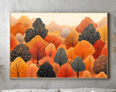 Autumn Tree Canopy Wall Art, Modern Fall Forest Print, Colorful Warm Nature Landscape, Autumn Trees Farmhouse Fall Decor, Cozy Country Style