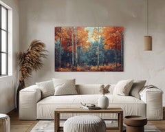 William Morris Autumn Forest Landscape Wall Art Print, Vibrant Orange Tree Woodland Scene, Cozy Seasonal Fall Home Decor,