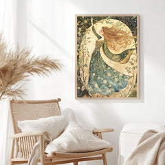 William Morris Goddess Forest Canvas, Woman Wall Art Print, Framed Canvas Botanical Decor, Vintage Rustic Accent, Nature-Inspired Woodland
