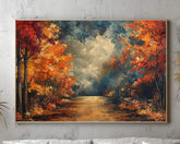 Autumn Pathway Wall Art, Rustic Fall Landscape Print, Cozy Seasonal Decor, Colorful Autumn Trees Farmhouse Fall Decor,Seasonal Country Style