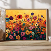 Wildflower Meadow Wall Art, Vibrant Floral Landscape Print, Cottage Garden Framed Canvas, Nature Farmhouse Decor, Botanical Home Accent
