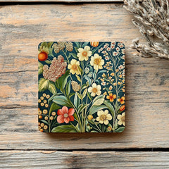 Botanical Wildflower Coaster Set of 4, Vintage Garden Floral Ceramic Coasters, Nature-Inspired Home Decor Gift