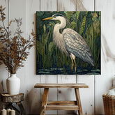 William Morris Heron Canvas Art, Vintage-Inspired Wall Décor, Arts and Crafts Movement Heron Design, Rustic Cottagecore Aesthetic Print