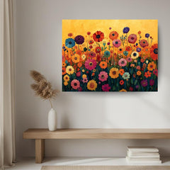 Wildflower Meadow Wall Art, Vibrant Floral Landscape Print, Cottage Garden Framed Canvas, Nature Farmhouse Decor, Botanical Home Accent