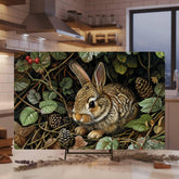 Woodland Rabbit Glass Cutting Board, Nature-Inspired Bunny Art, Rustic Forest Animal Kitchen Decor Gift